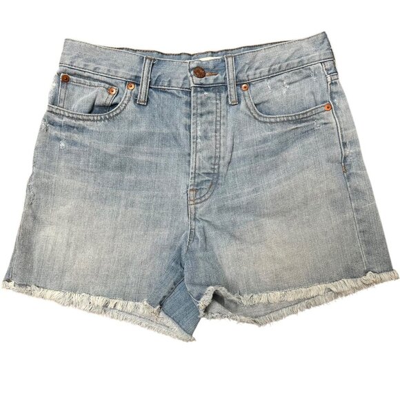 Madewell The Perfect‎ Summer Short Denim High-Rise Cut-Off Frayed Hem Boho Sz 27 - Picture 1 of 5